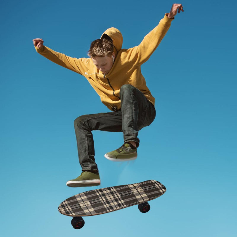 Qilmy Brown Buffalo Plaid Skateboard Grip Tape, Bubble-Free Waterproof Non-Slip Longboard Griptape for Skateboard Rollerboard Scooter, 33 x 9 Inch 33.1x9.1 Inch