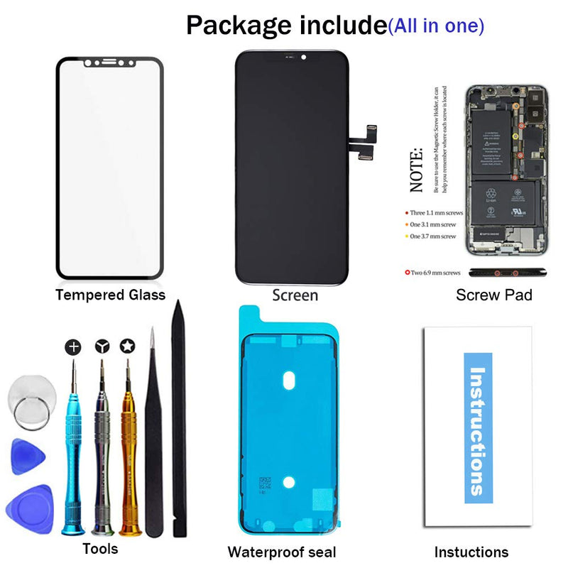 [Australia - AusPower] - for iPhone 11 Pro Max Screen Replacement 6.5 inch LCD Display 3D Touch Digitizer Frame Assembly Full Repair Kit with Repair Tools, Screen Protector, Instructions 