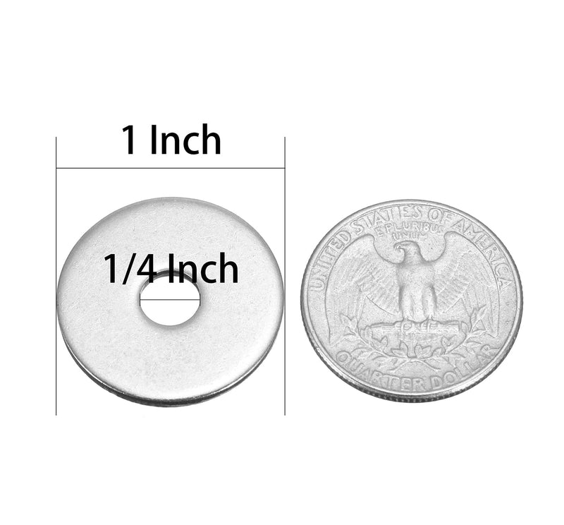 [Australia - AusPower] - 1/4" x 1" Stainless Fender Washer,18-8 (304) Stainless Steel Flat Washer,1/4" ID x 1" OD x 0.078" Thick(40Pcs) 