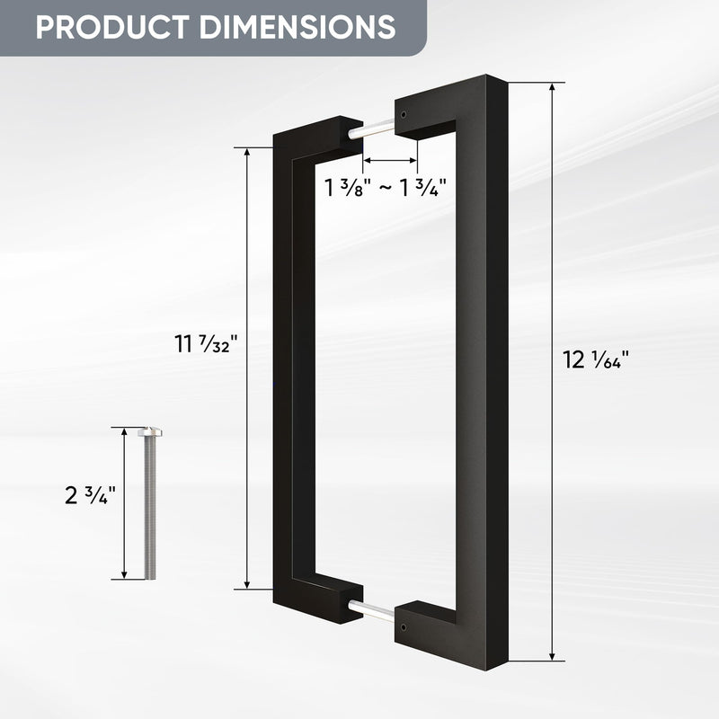 [Australia - AusPower] - JUBEST 12" Matte Black Push Pull Bar Handle, Sliding Barn Door Handles, Heavy Duty Double Sided Door Handle for Barn Doors, Garage, Easy to Install 