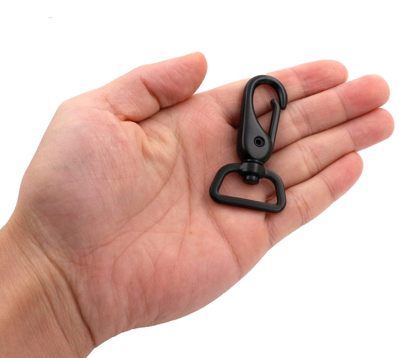 [Australia - AusPower] - BIKICOCO 1'' Swivel Trigger Lever Snap Hook Lobster Claw Clasp Spring Loaded Clip, Flat-D-Ring Ended, Black - Pack of 10 1'' Eyelet Black x 10 Pcs 