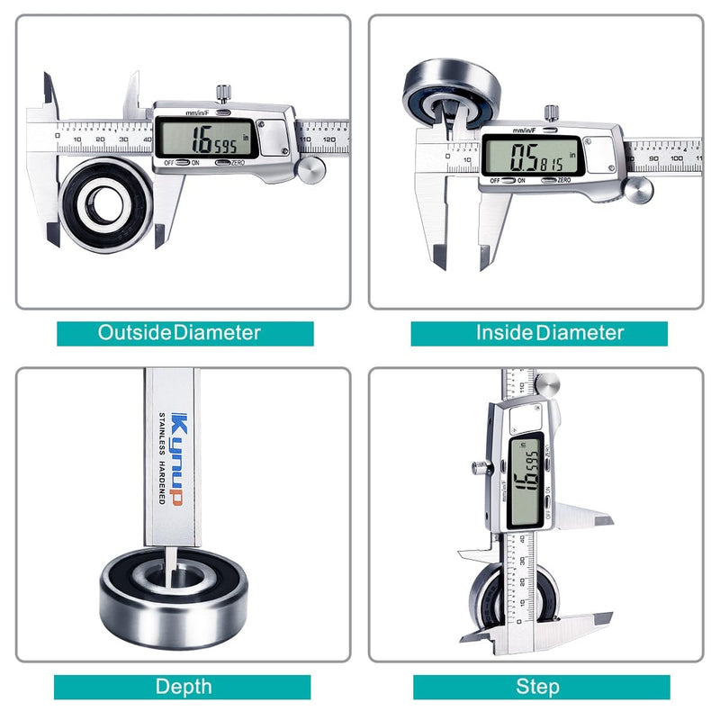 [Australia - AusPower] - Kynup Digital Vernier Calliper, 150 mm Calliper Digital Stainless Steel, Electronic Caliper Measuring Tools, Fully Off, LCD Display for Household and Industrial Measuring Gauge silver 150mm 