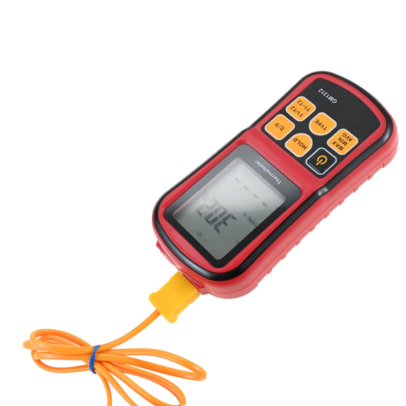 [Australia - AusPower] - Digital Dual Channel K Type Thermocouple Thermometer (-238 to 3212°F) with 2 Probes & 2 Pipe Clamps – High Accuracy Temperature Meter with T1/T2 & T1-T2 Display, for HVAC, Industrial, Lab Use 