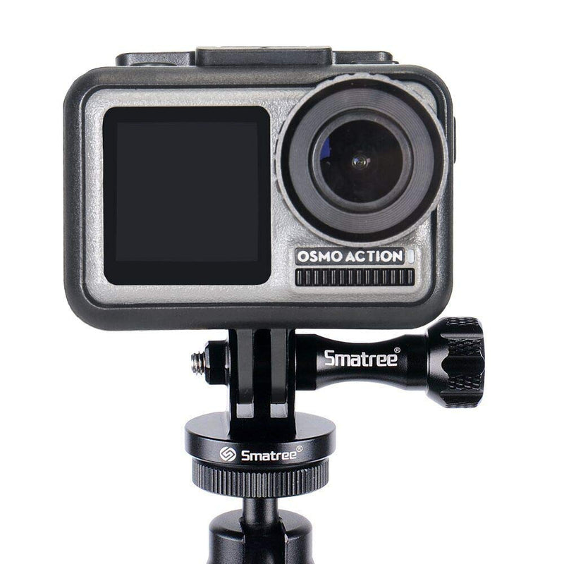 [Australia - AusPower] - Smatree Aluminum Tripod Mount Adapter Compatible for Gopro Hero 12, 11, 10, 9, 8, 7, 6, 5, 4, 3+, 3, 2, 1 HD, GOPRO Hero 2018, DJI OSMO Action 4 Camera Black 