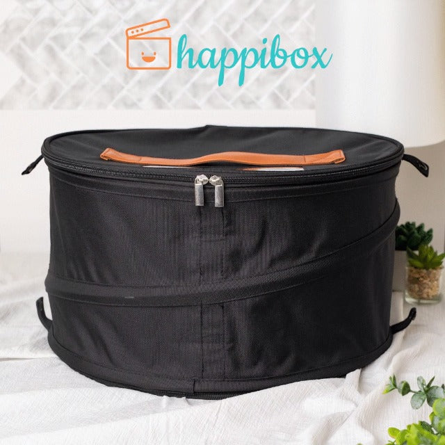 Hat Storage Box | Stuffed Animal Toy Storage | Stackable Round Pop-up Container | Travel Hat Boxes for Women & Men | Closet Organizer w Lid | Dust Cover Cowboy Sun Beach Hats (Black, 1 Pack) Black