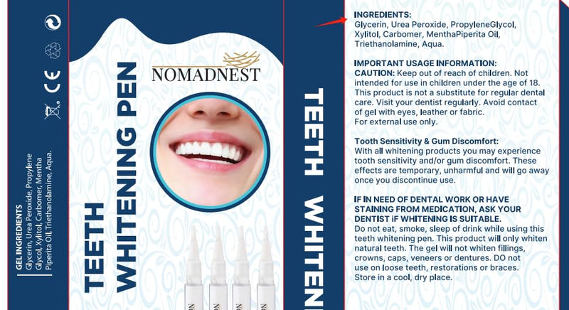 [Australia - AusPower] - NomadNest Teeth Whitening Pen (4 Pcs) - Painless Teeth Whitener, No Sensitivity, Mint Flavor, Travel-Friendly 