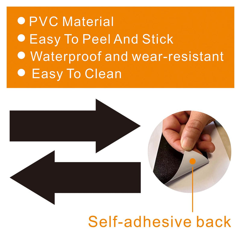 [Australia - AusPower] - Beiyier Large Removable 8-Piece 12" Vinyl Directional Arrow Stickers, Adhesive Floor Decals for Waterproof Marking and Safe Road Instructions (5×12 inches, Black 