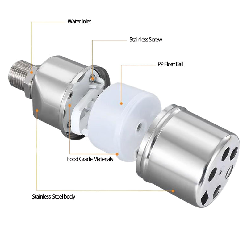 [Australia - AusPower] - 1/2'' Automatic Water Level Control Valve Auto Shut Off Ball Mini Float Valve 304 Stainless Steel Float Valve 
