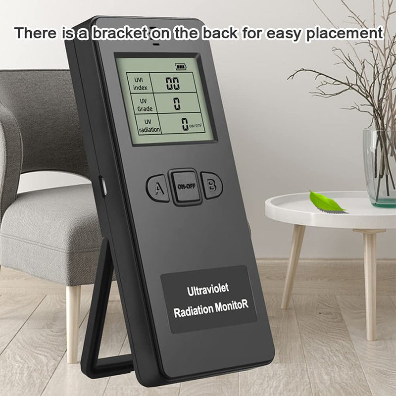Portable Digital UV Radiation Detector, LCD UVI Meter, Radiometer Tester for Detecting Outdoor Sunlight, 2 x AAA Battery Operated, Suitable for Indoor Lamps in the Home Office