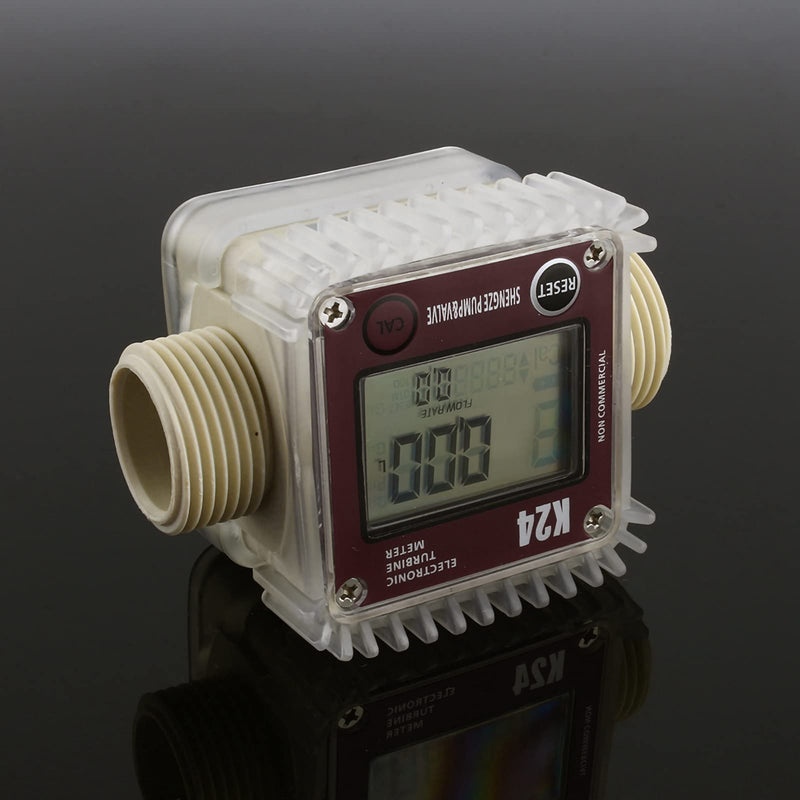 [Australia - AusPower] - Fuel Meter K24 Digital Fuel Flowmeter with LCD Display for Chemicals Liquid Water Red 