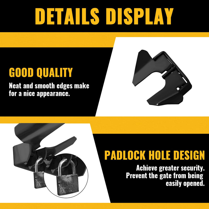 VIVIDA Black Butterfly Gate Latch 1-3/8" to 1-5/8", Wall Mount Flat Back Gate Fork Lock with Padlock Hole, Wood to Metal Gate Latch, Black, 2 PCS 1-3/8" & 1-5/8" Black, 2 Pack