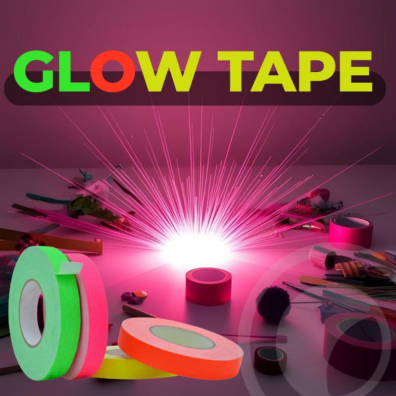 WOD GTMC12F Fluorescent Multi-Color Rainbow Gaffer Tape, 3/4 inch x 25 yds. (4-Rolls) Gym School Pack Floor Marking Tape, Secures Cables, & No Sticky Residue 3/4 Inch - 4 Pack