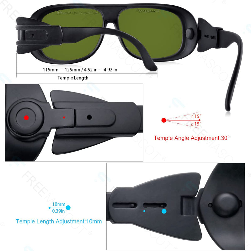 FreeMascot Professional OD 8+ 190nm-450nm / 800nm-1100nm Wavelength Laser Safety Glasses Style 1b