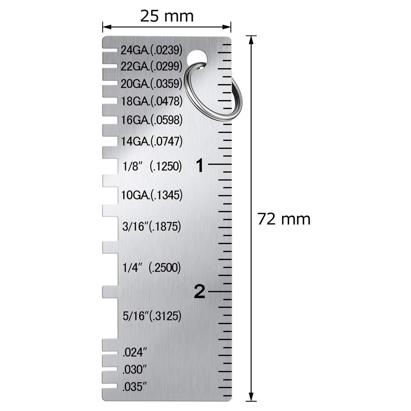[Australia - AusPower] - Weewooday 3 Pcs Gauge Metal Sheet Thickness Gauge Metal Gauge Tool Stainless Steel Thickness Gauge One Sided Material Wire Thickness Gauge Plated Size Inspection Tool 