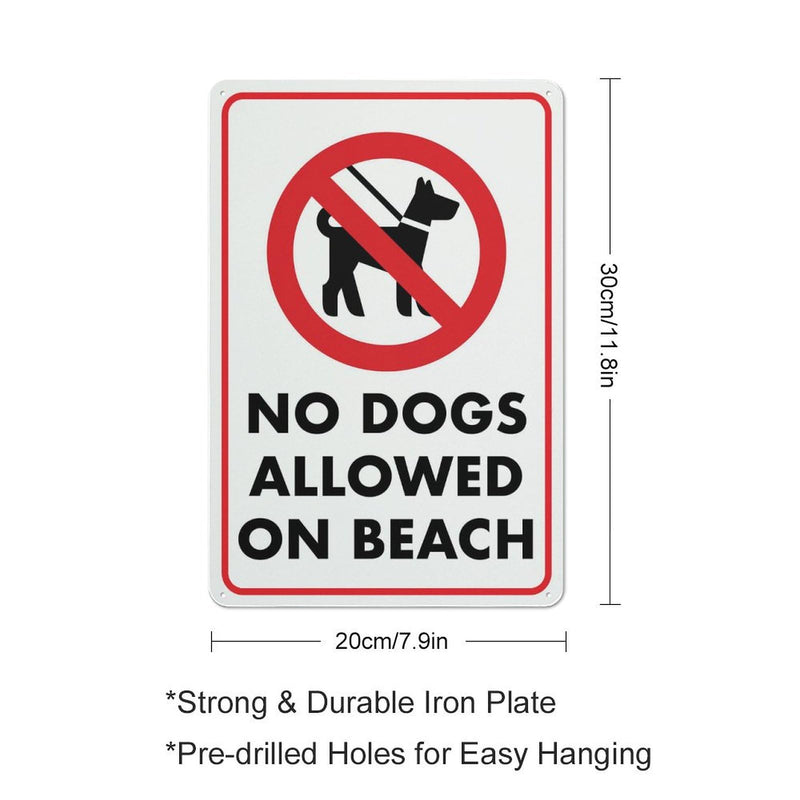 No Dogs Allowed On Beach Sign Outdoor Metal Sign - 12 X 8 Metal Signs For Business, Workplace, Office, Home, Delivery Signs, Road Signs, Garden Signs P402 8x12inch