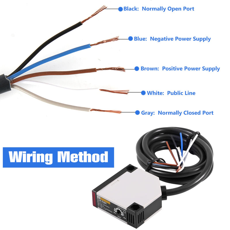 [Australia - AusPower] - Ejoyous Photoelectric Sensor Switch, Specular Reflection Photoelectric AC 90‑250V 3A E3Jk R4M1 Sensor Switch 