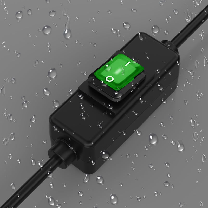 (15Feet) 3-Prong Outdoor Waterproof Extension Switch Cord, in-Line On/Off Switch Extension Cord, SJTW 14AWG 3C IP57 Waterproof,Max.20A 125V Heavy Duty Inline Switch… 15-Feet