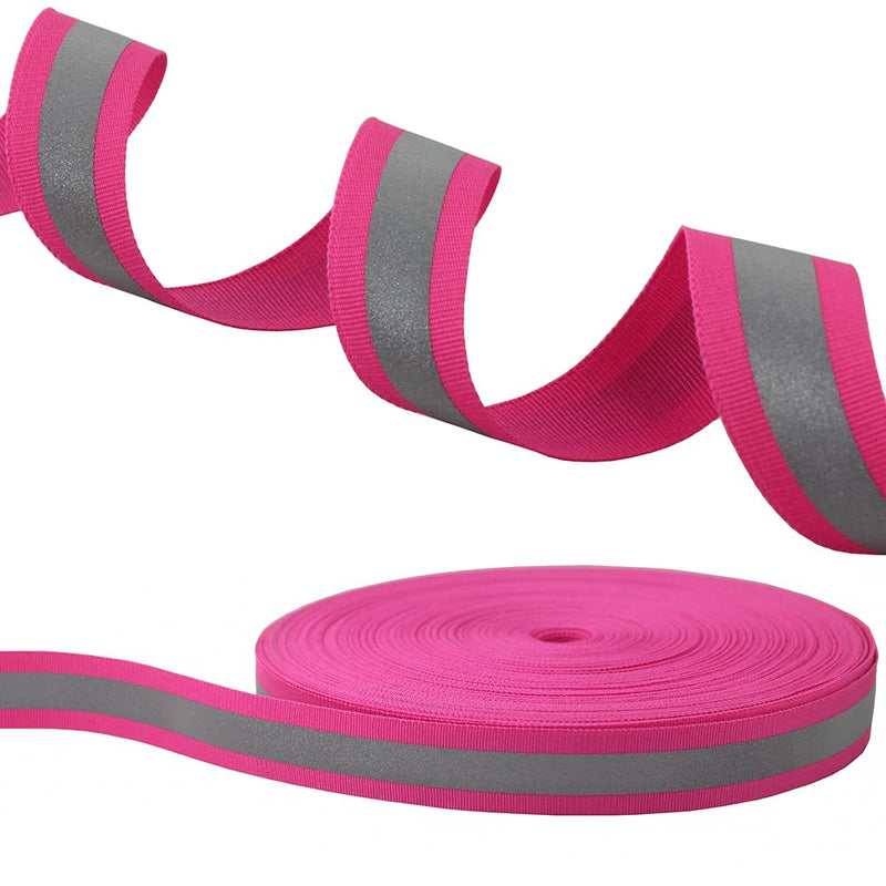 Silver Reflective Ribbon Tape for Clothing Webbing Trim Strip Sew On 0.8in x 50yd (Pink) Pink