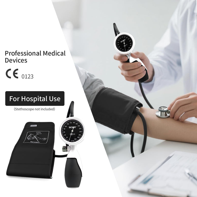 [Australia - AusPower] - SCIAN Palm Style Aneroid Sphygmomanometer with European Cuff 8.7-16.5", Manual Blood Pressure Cuff with Carrying Bag for for Nurse Doctor Senior Adult, White 