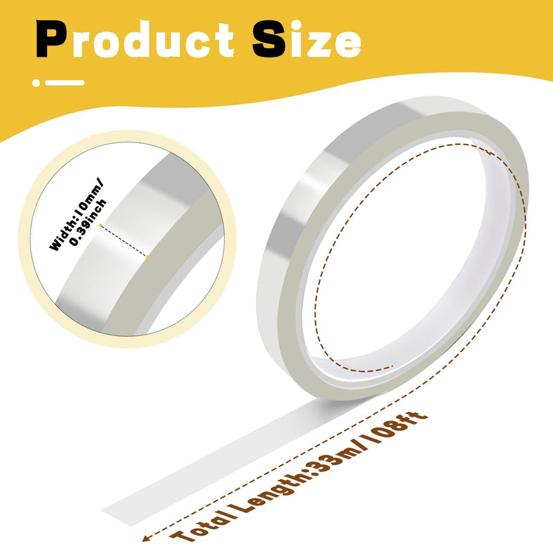 HTVRONT Heat Tape for Sublimation, 4 Rolls 10mm x33m 108ft Heat Resistant Tape for Heat Press, Heat Transfer Tape Thermal Tape for Electronics & Heat Vinyl Press Tape No Residue(Transparent) 10mm*33m