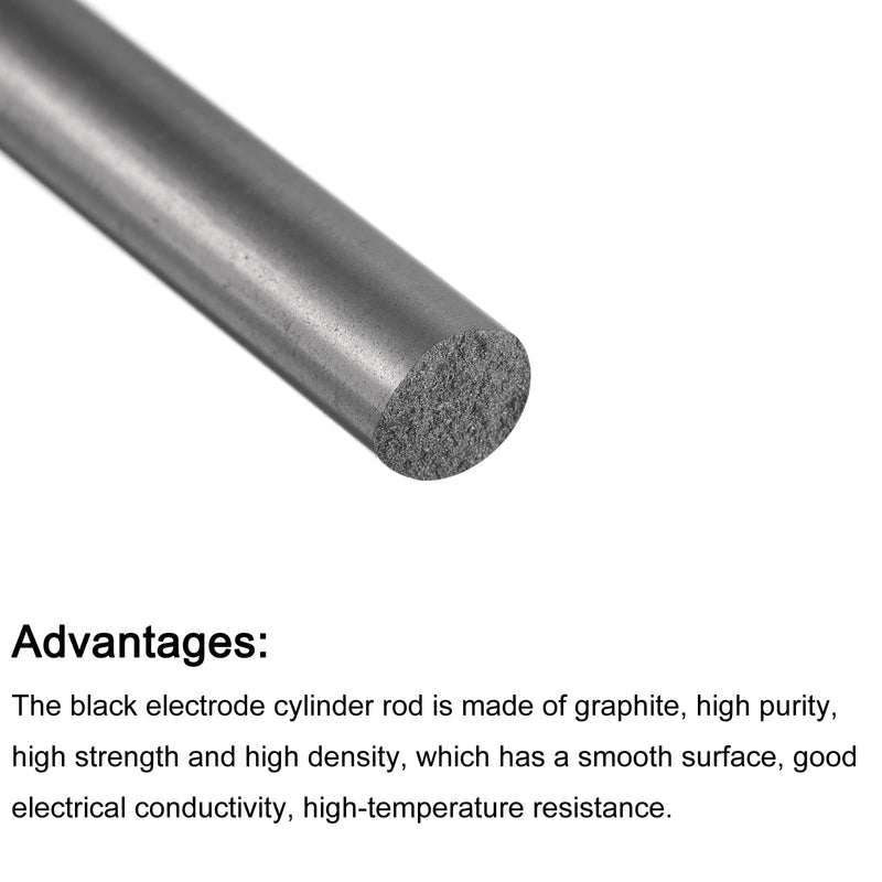 [Australia - AusPower] - PATIKIL Graphite Rod Graphite Stirring Rod Cylinder Stick Carbon Rod 300x6mm Black for Electrode, Melting Casting, Crucibles, Pack of 2 