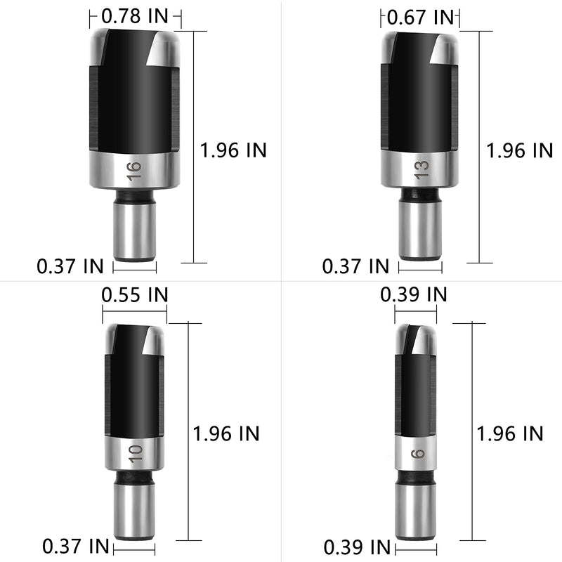 23pcs Woodworking Chamfer Drilling Tool, 8pcs Wood Plug Cutter Drill, 7pcs Three Pointed Countersink Drill Bit with L-Wrench, 6pcs 1/4" Hex 5 Flute 90 Degree Countersink Drill Bits