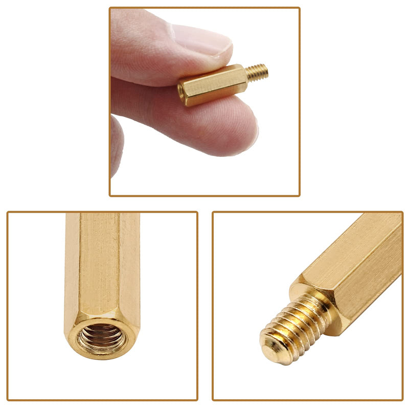 [Australia - AusPower] - 30Pcs Male to Female Brass Hex Standoff M4 x 15mm + 6mm Hexagonal Copper Column Male Female Thread Spacer Standoff Screw for Electronic Machine 