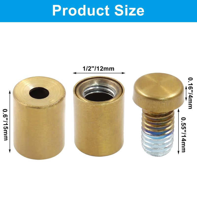 [Australia - AusPower] - 1/2" x 3/4" Sign Standoff Screws 12 Pcs Wall Standoff Mounts, Acrylic Standoff Screws Glass Standoff Acrylic Wall Mount Hardware Kit for Glass Acrylic Signs Boards, Gold 1/2" x 3/4",12 Pcs 