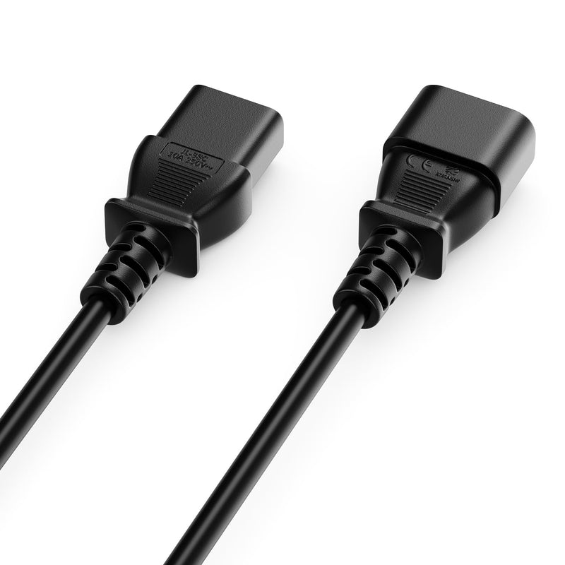 deleyCON 1 m IEC C13 to C14 Extension Cable Black | Power Cable Power Extension Straight C13 Male to C14 Female for Home Appliances, PC, Monitor, Projector and Printers