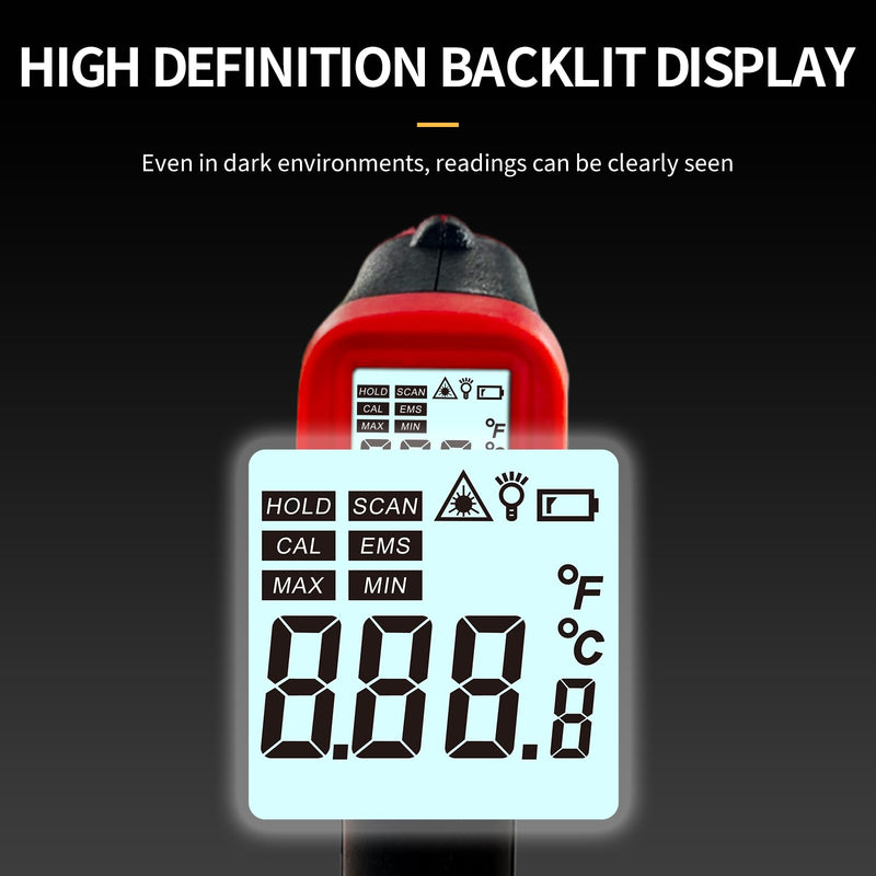 [Australia - AusPower] - Digital Infrared Thermometer Gun for Cooking,-58 to 1112 °F Laser Temperature Gun with Adjustable Emissivity&MAX&MIN,IR Thermometer for Pizza,Oven,Grill,Kitchen,BBQ,Meat,Food,Griddle (not for Human) 
