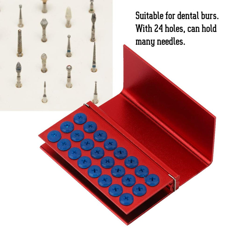 ZJchao Disinfection Box, 24 Holes Aluminium Alloy Disinfection Case with Silicone Pad Each Holds Holder Autoclavable Dentist Tool Suitable for Dental Burs