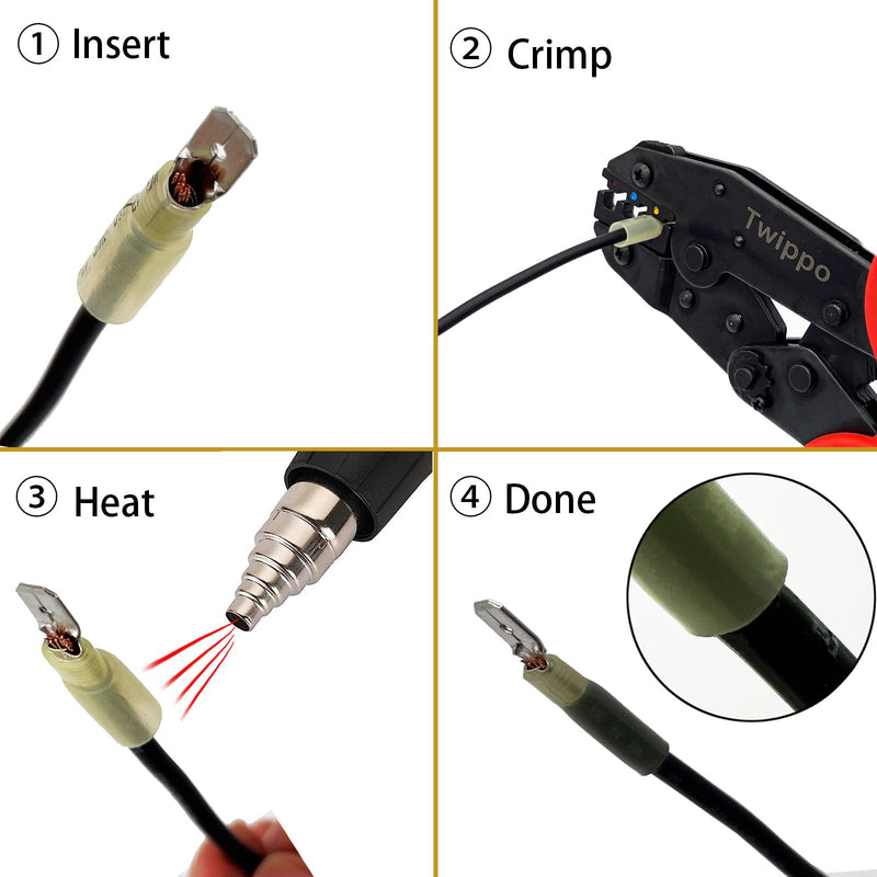 550Pcs Waterproof Heat Shrink Wire Connectors Kit, Automotive Electrical Connector Terminals Kit, Butt Fork Ring and Spade Crimp Connectors Assortment (22-10AWG) 550pcs-Assortment