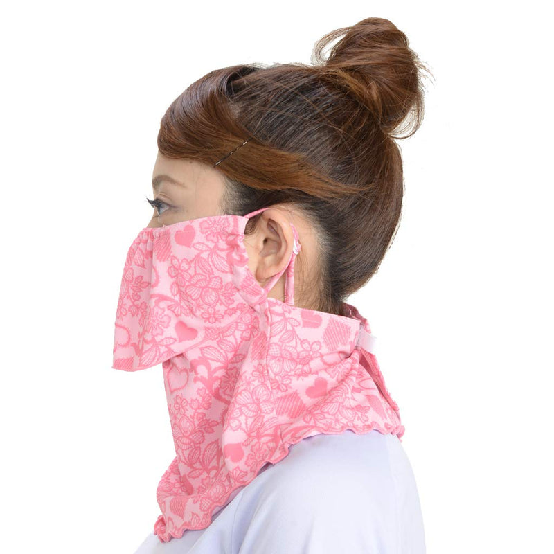 YAKeNU UV CUT MASK, Fabric Face Cover for Outdoor, Breathable Neckwear, Yake-nu 572 Frill Pink