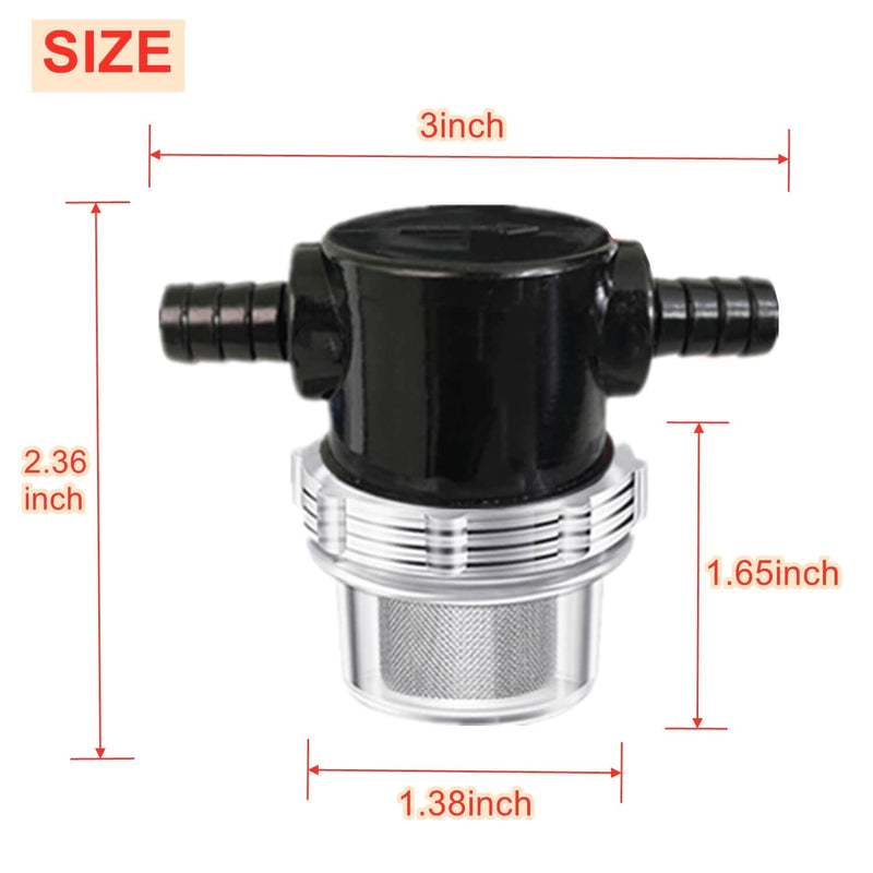 [Australia - AusPower] - 1/2 Inches Water Pump Strainer, RV Water Pump Filter Compatible with 3/8 Inches Hose Barb In-Line Strainer Twist-On Pipe Sprayer for 12V DC 80 PSI Camper Marine Boat Lawn, 80 Mesh Filter 2PC Blue 