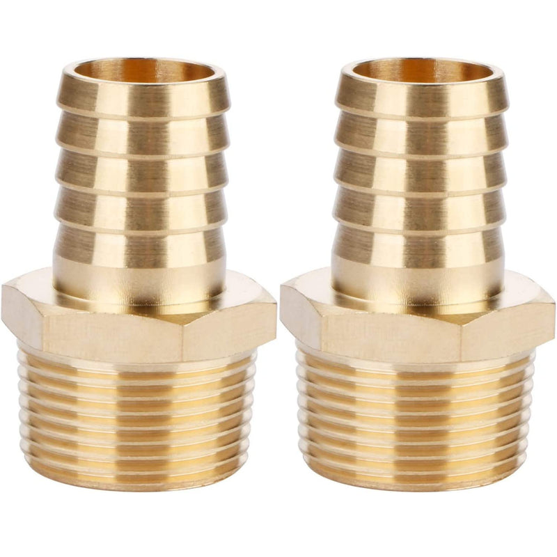 [Australia - AusPower] - 2pcs Brass Hose Barb Fitting, 3/4" Barb x 3/4" NPT Male, Adapter, NPT Male to Barb Pipe Fitting by CX WONDERLAND 