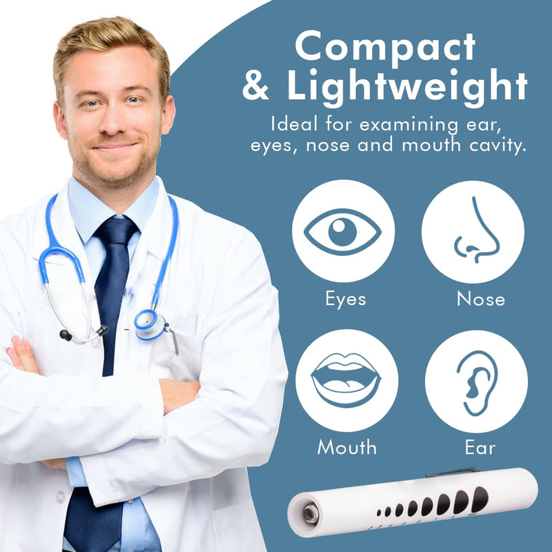 [Australia - AusPower] - 6 Pack Disposable LED Pen Light with Pupil Gauge, Medical Diagnostic Penlight for Doctors Nurses EMTs and Nursing Students, White 