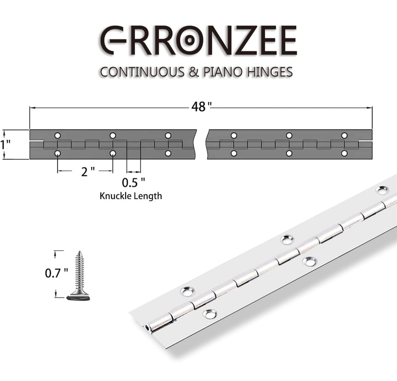 [Australia - AusPower] - Piano Hinge 48" x 1" Stainless Steel Continuous & Piano Hinge Heavy Duty Piano Hinges, 0.04" Leaf Thickness, 0.5" Knuckle Length, Screw Included 48IN 
