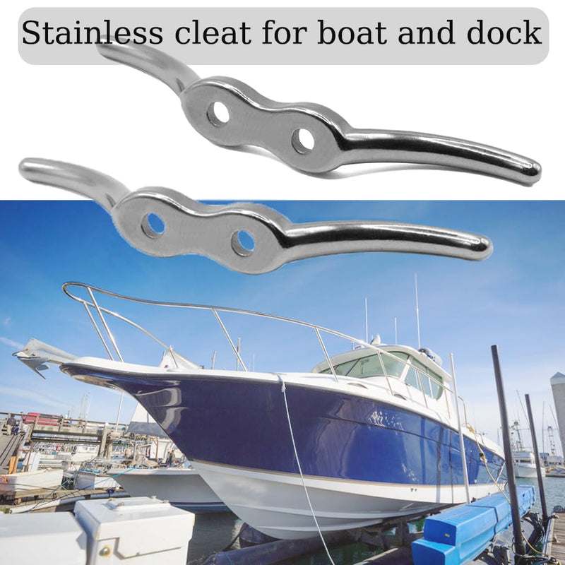 Boat Cleat, 2 1/2 in 4 6 inch Dock Cleat 316 Stainless Steel Marine Grade, Rope Cleat -Include Mounting Screws 6 inch- 4 Pack