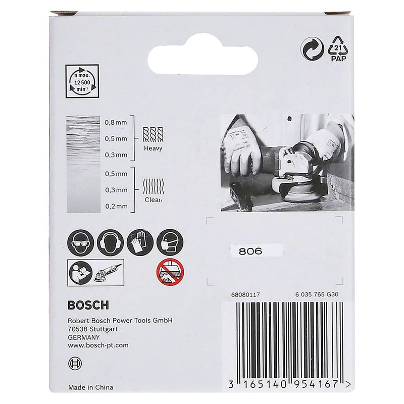 [Australia - AusPower] - Bosch 1x PRO Brass-Coated Steel Lognlife Cup Brush, Crimped Wire for Small Angle Grinder and X-Lock (for Non-ferrous metals, Steel, Ø 75 mm, Professional Accessory Small Angle Grinder) wavy für Ø115 mm 