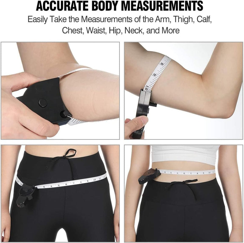 [Australia - AusPower] - Automatic Telescopic Tape Measure, Body Measure Tape 60 inch (150cm), Self-Tightening Retractable Measuring Tape for Body Accurate Way to Track Weight Loss Muscle Gain by One Hand, 4 Pcs 