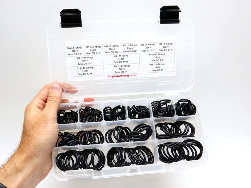 [Australia - AusPower] - Captain O-Ring - ORB BOSS Hydraulic Fitting SAE 900 O-Ring Seal Kit (Buna-N 70-255 Piece Kit, 12 sizes) 
