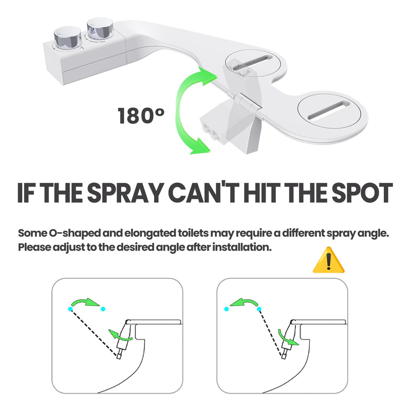 Toilet Bidet With Left/Right Side Reversible Design, Fresh Water, Non-Electric, Toilet Bidet Attachment, Right/Left Hand Side with Dual Nozzle, Self-Clean, Easy to Install (Bamboo Knob) Bamboo Knob
