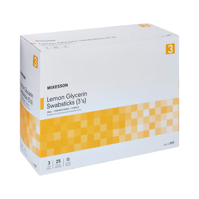[Australia - AusPower] - McKesson Lemon Glycerin Swabsticks, Sterile, Oral Swab Stick, 25 Count, 1 Pack (25 ct) 