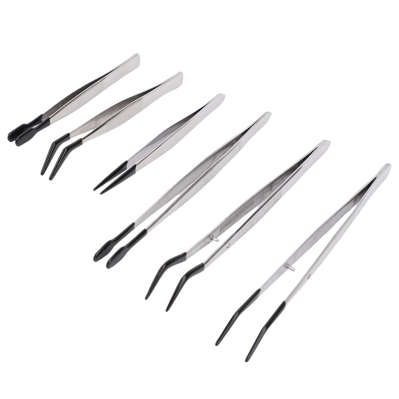 6pcs Tweezers with Rubber Coated Set, Multifunctional False Eyelash Tweezers for Jewellery Collectors for Stamp Collection, Electronics, Electronics