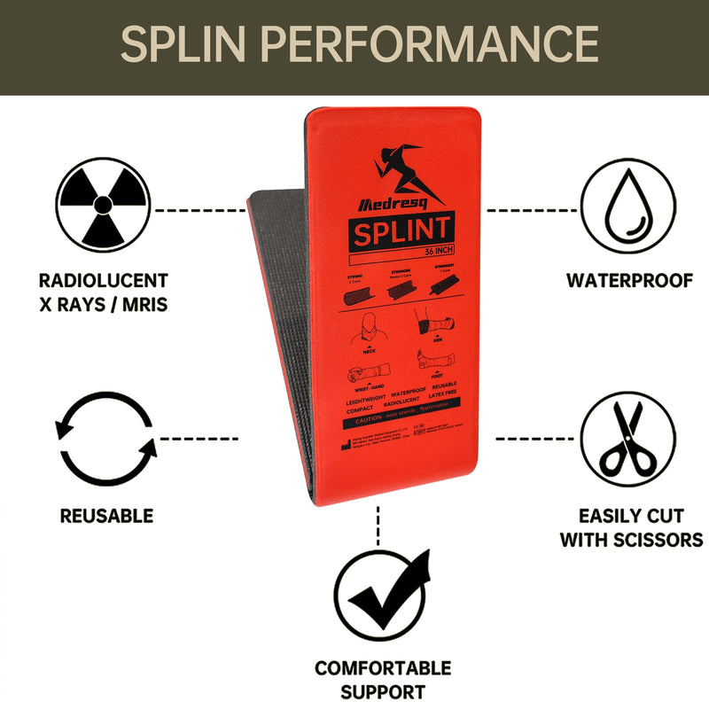 [Australia - AusPower] - First Aid Splint Kit, Lightweight Reusable Splint for Supporting Arm and Leg Fracture Treatment During Trauma Emergencies (Red) Red 
