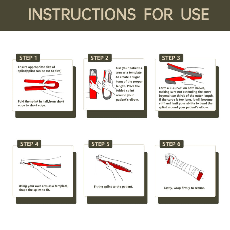 [Australia - AusPower] - First Aid Splint Kit, Lightweight Reusable Splint for Supporting Arm and Leg Fracture Treatment During Trauma Emergencies (Red) Red 