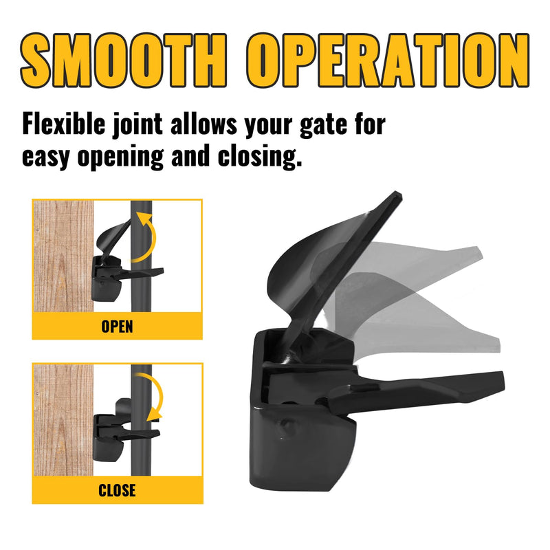 VIVIDA Black Butterfly Gate Latch 1-3/8" to 1-5/8", Wall Mount Flat Back Gate Fork Lock with Padlock Hole, Wood to Metal Gate Latch, Black, 2 PCS 1-3/8" & 1-5/8" Black, 2 Pack