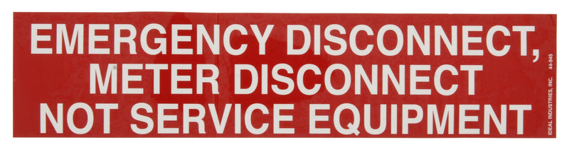 IDEAL INDUSTRIES 44-945 NEC Meter Disconnect Label, 2-1/8 in. x 9 in. Adhesive 5Pk