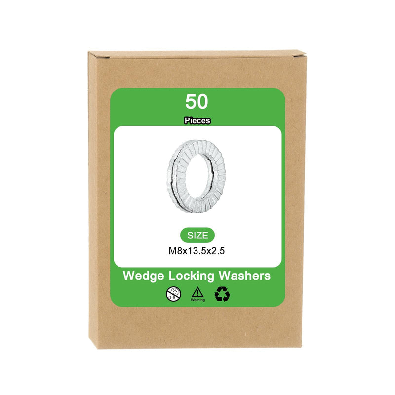 Uxcell Wedge Locking Washers for M8 Bolts, 50pcs Manganese Steel Vibration Resistant Safety Washers 50