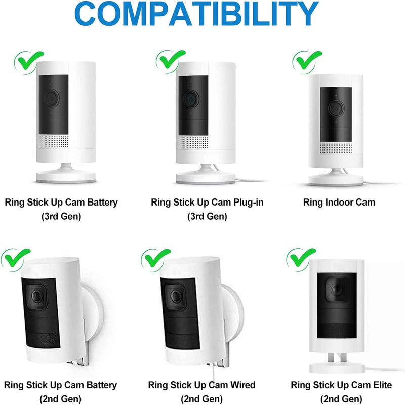 [Australia - AusPower] - 2Pack Strong Adhesive Wall Mount Compatible with Ring Stick Up Cam Wired/Battery and Ring Indoor Cam HD Security Camera,360 Degree Adjustable Mounting Bracket for Camera with 1/4 Screw Head 